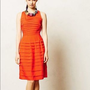 Anthropologie Eva Franco pleated red/orange dress